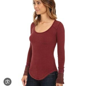 Free People We The Free Sunny Valley Maroon Cuff Long Sleeve Thermal